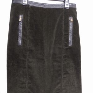 Burberry Brit Corduroy Leather Trim Skirt, sz USA 6, pre-owned